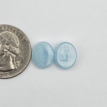Aquamarine Silica Cabochon pair