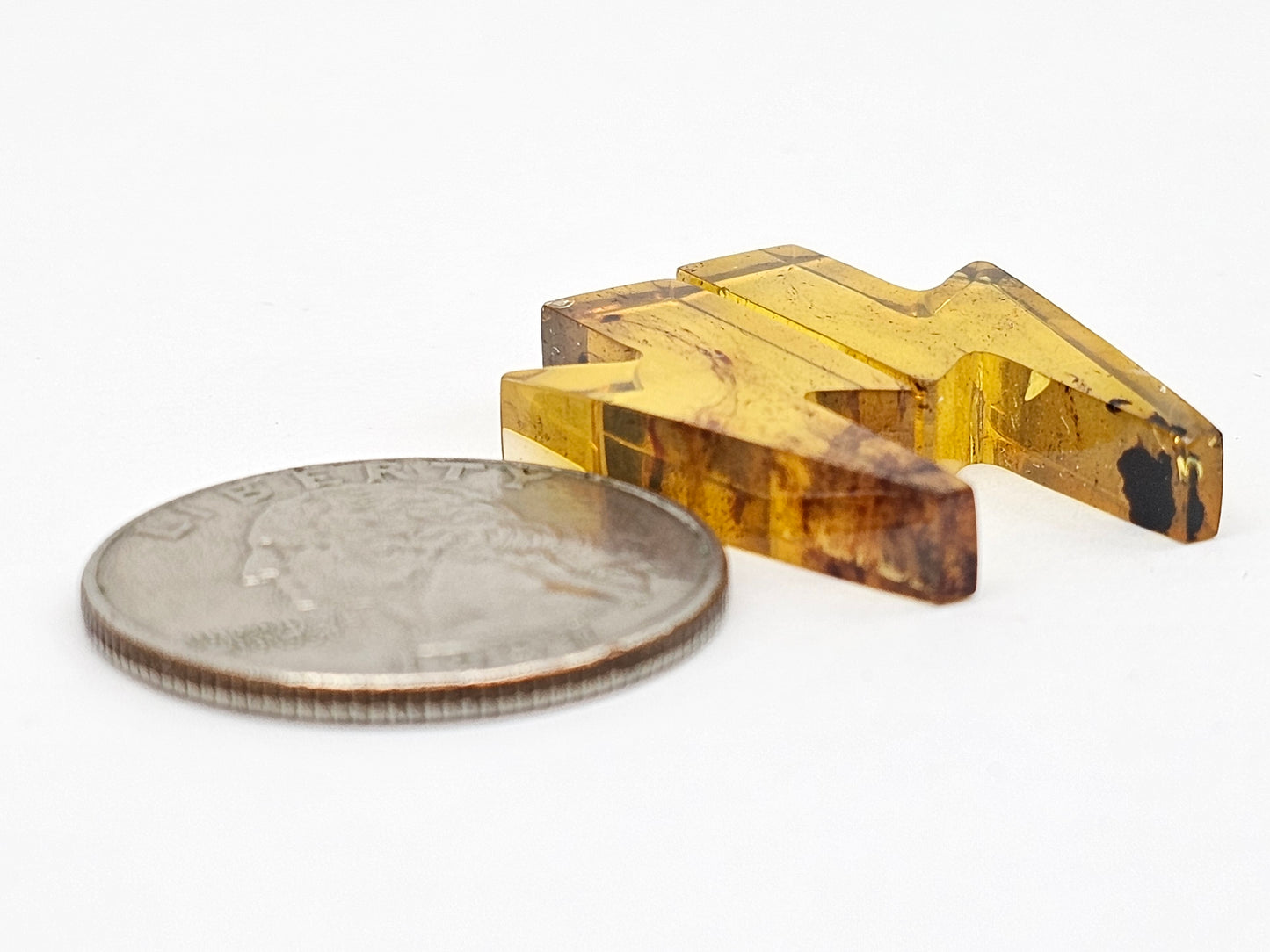 Amber Lightning Bolt Pair Cabochon