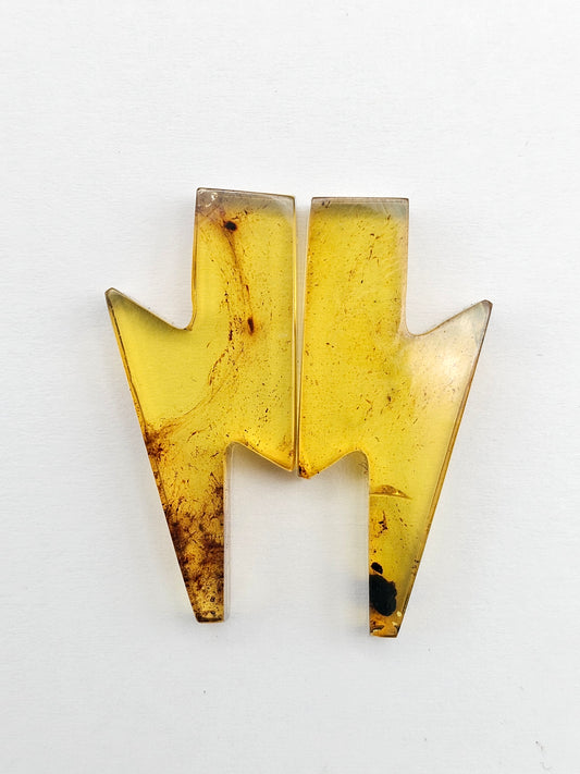 Amber Lightning Bolt Pair Cabochon