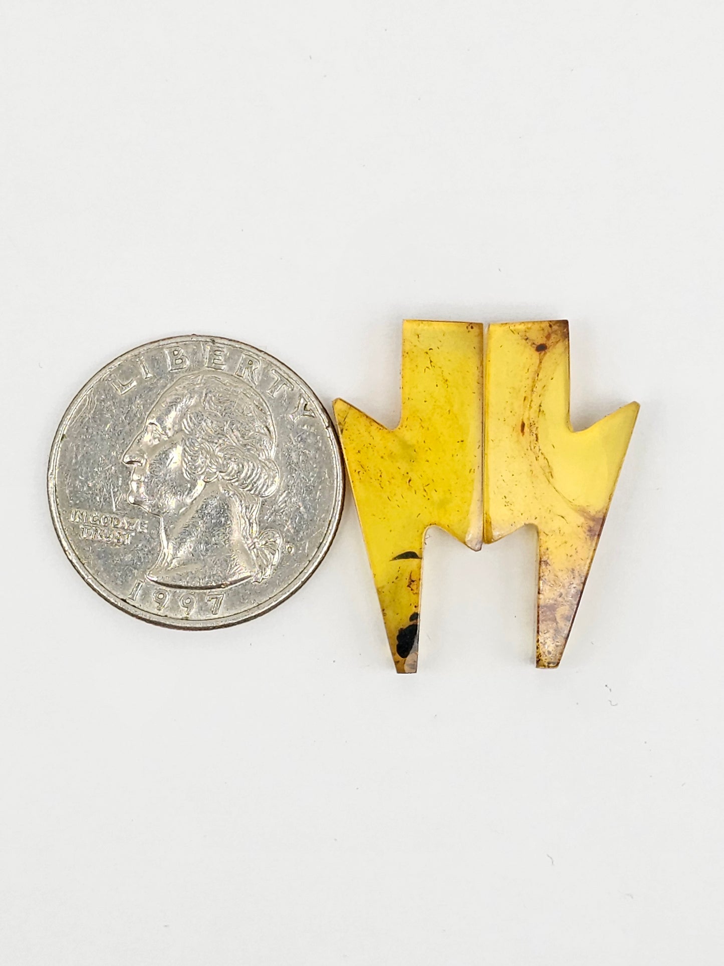 Amber Lightning Bolt Pair Cabochon