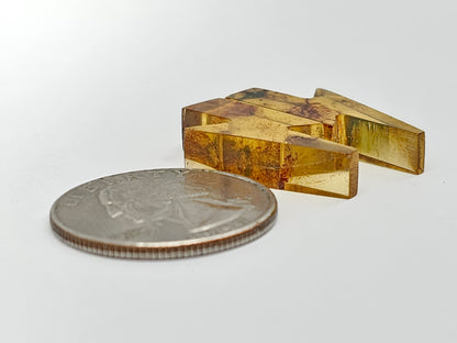 Amber Lightning Bolt Pair Cabochon