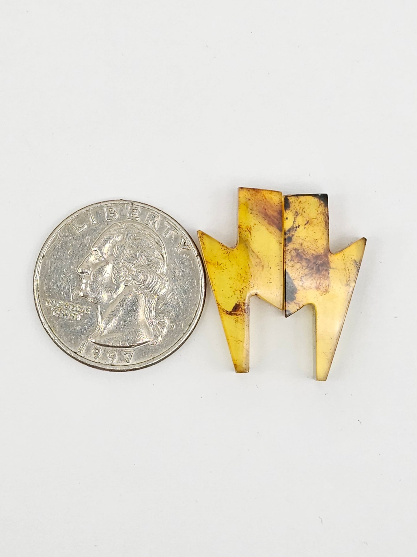 Amber Lightning Bolt Pair Cabochon