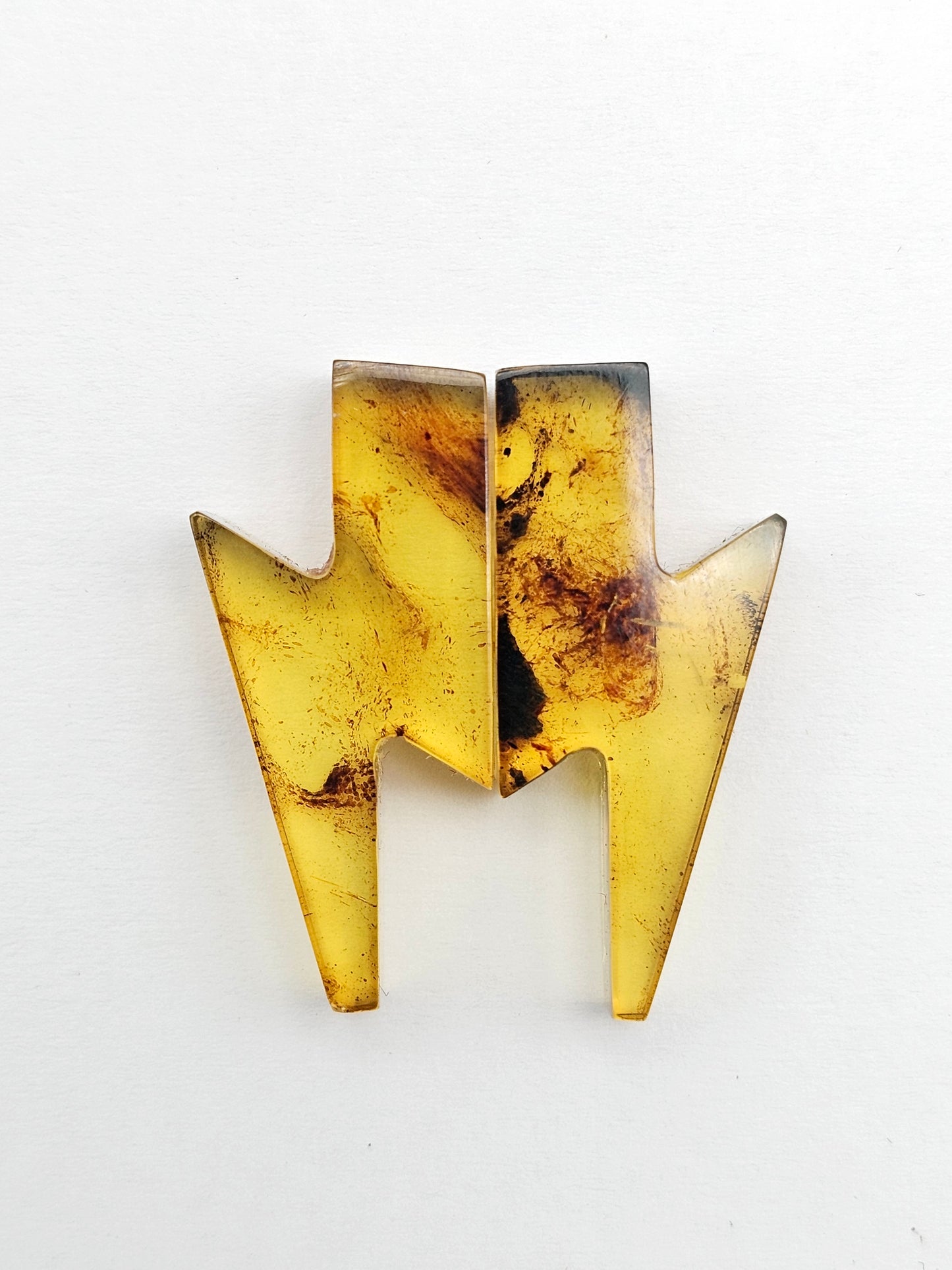 Amber Lightning Bolt Pair Cabochon