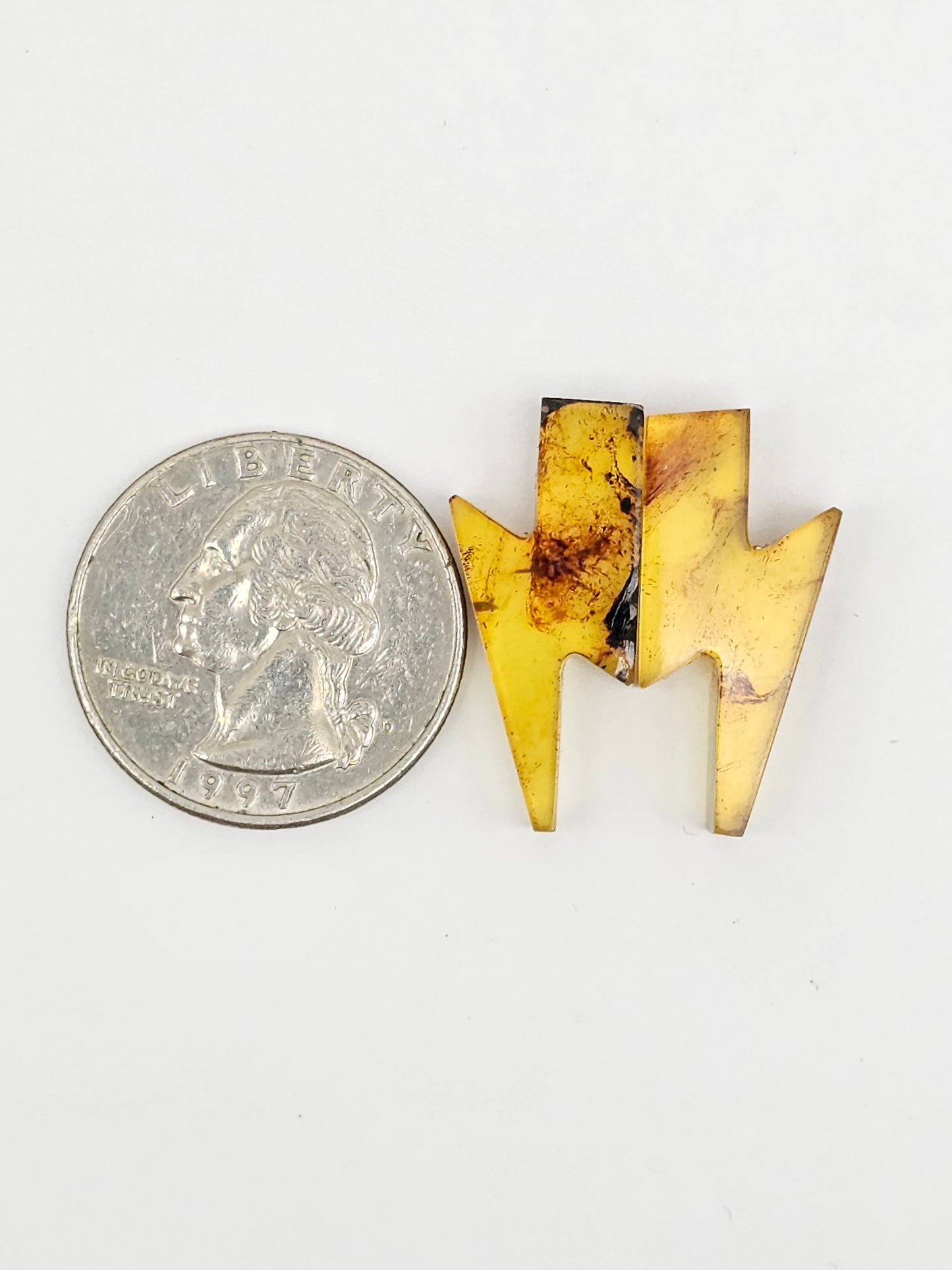 Amber Lightning Bolt Pair Cabochon