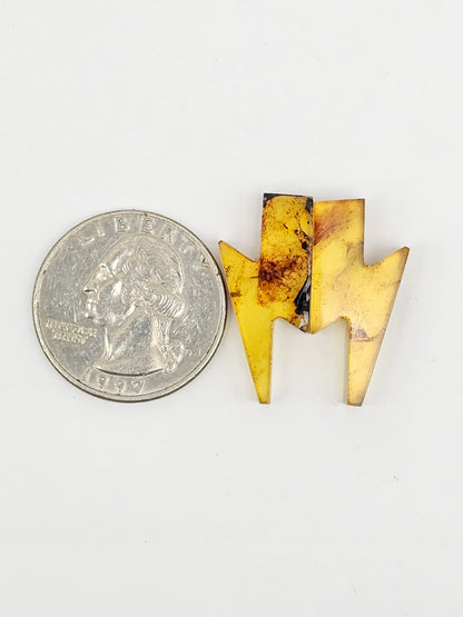 Amber Lightning Bolt Pair Cabochon