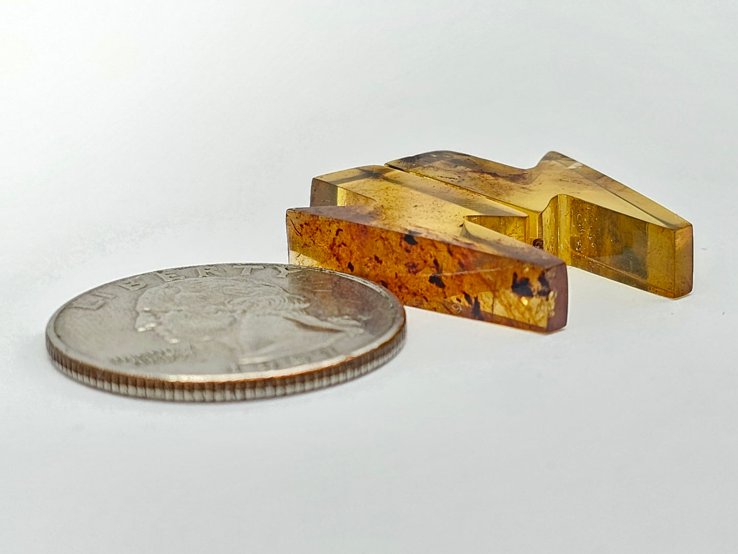 Amber Lightning Bolt Pair Cabochon