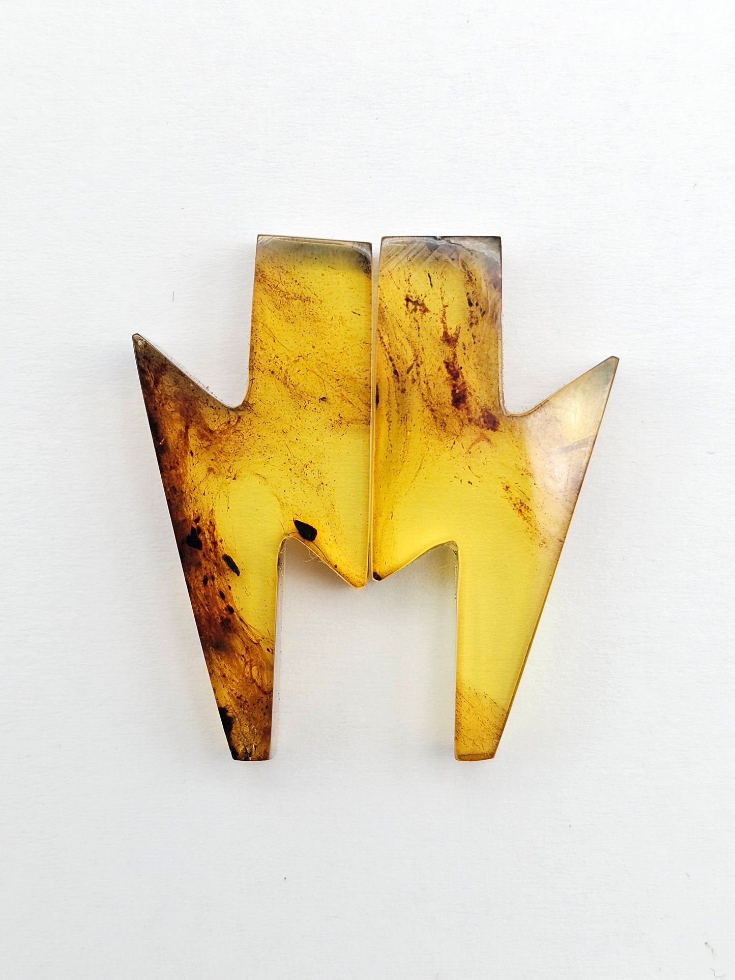 Amber Lightning Bolt Pair Cabochon