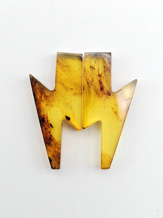 Amber Lightning Bolt Pair Cabochon