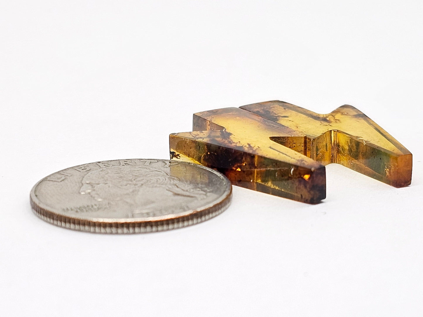 Amber Lightning Bolt Pair Cabochon