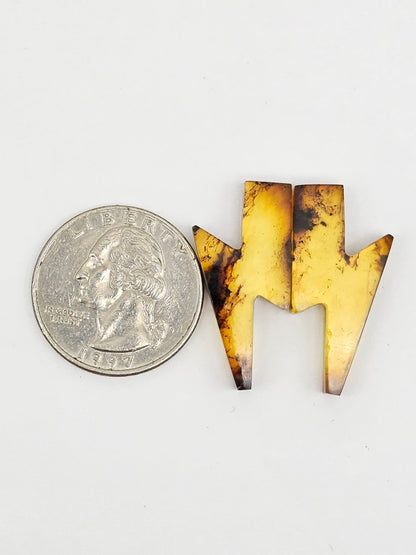 Amber Lightning Bolt Pair Cabochon