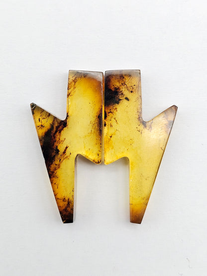 Amber Lightning Bolt Pair Cabochon