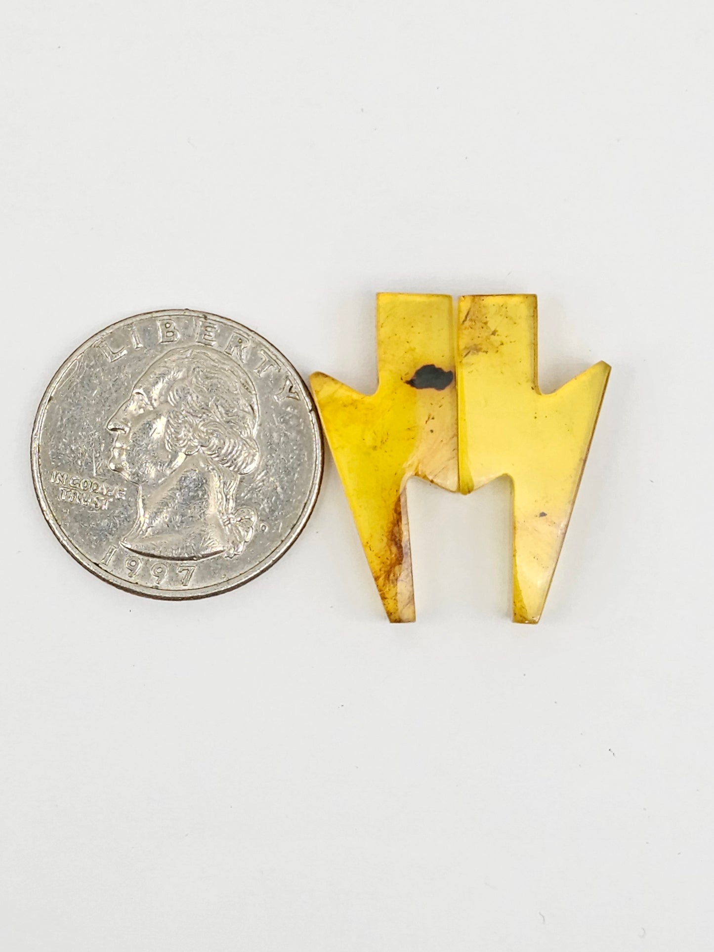 Amber Lightning Bolt Pair Cabochon