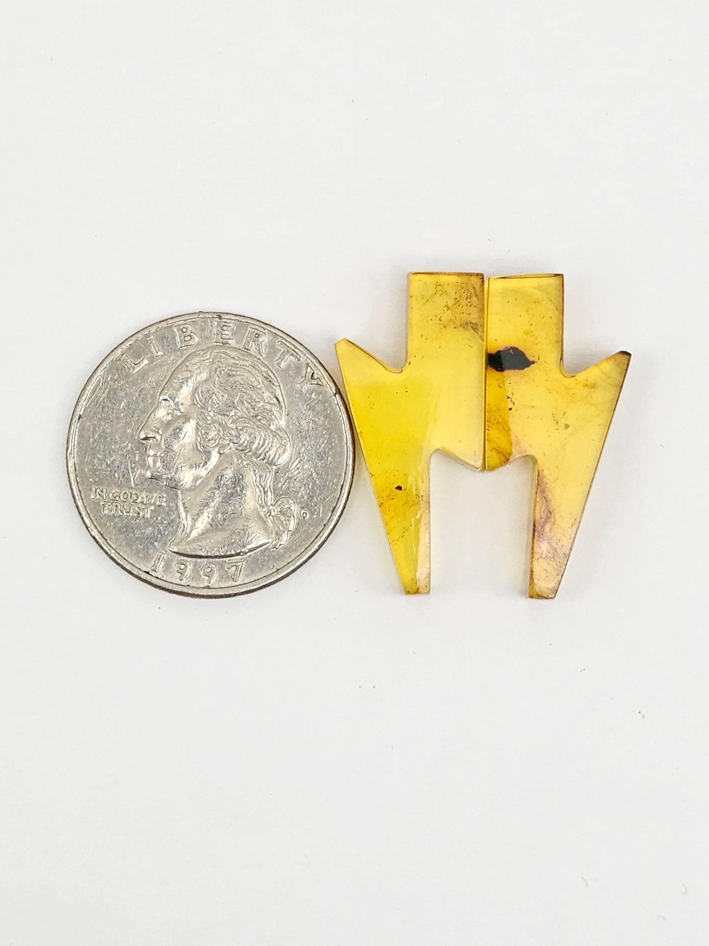 Amber Lightning Bolt Pair Cabochon
