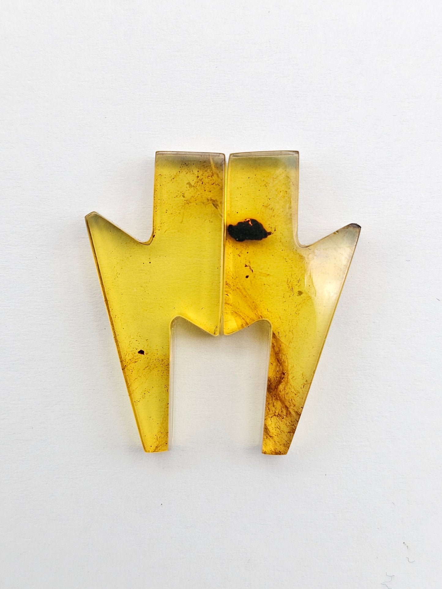 Amber Lightning Bolt Pair Cabochon