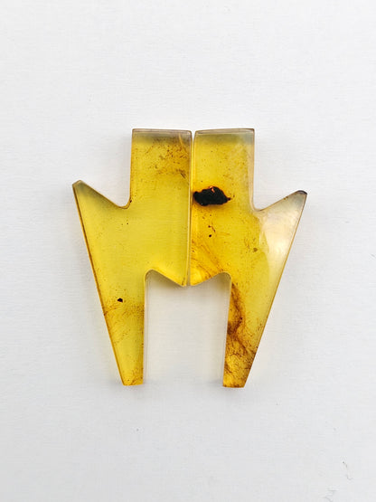 Amber Lightning Bolt Pair Cabochon
