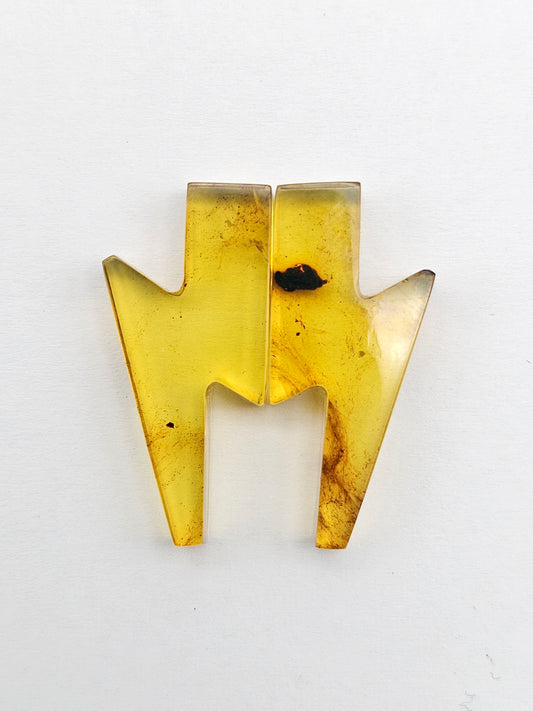 Amber Lightning Bolt Pair Cabochon