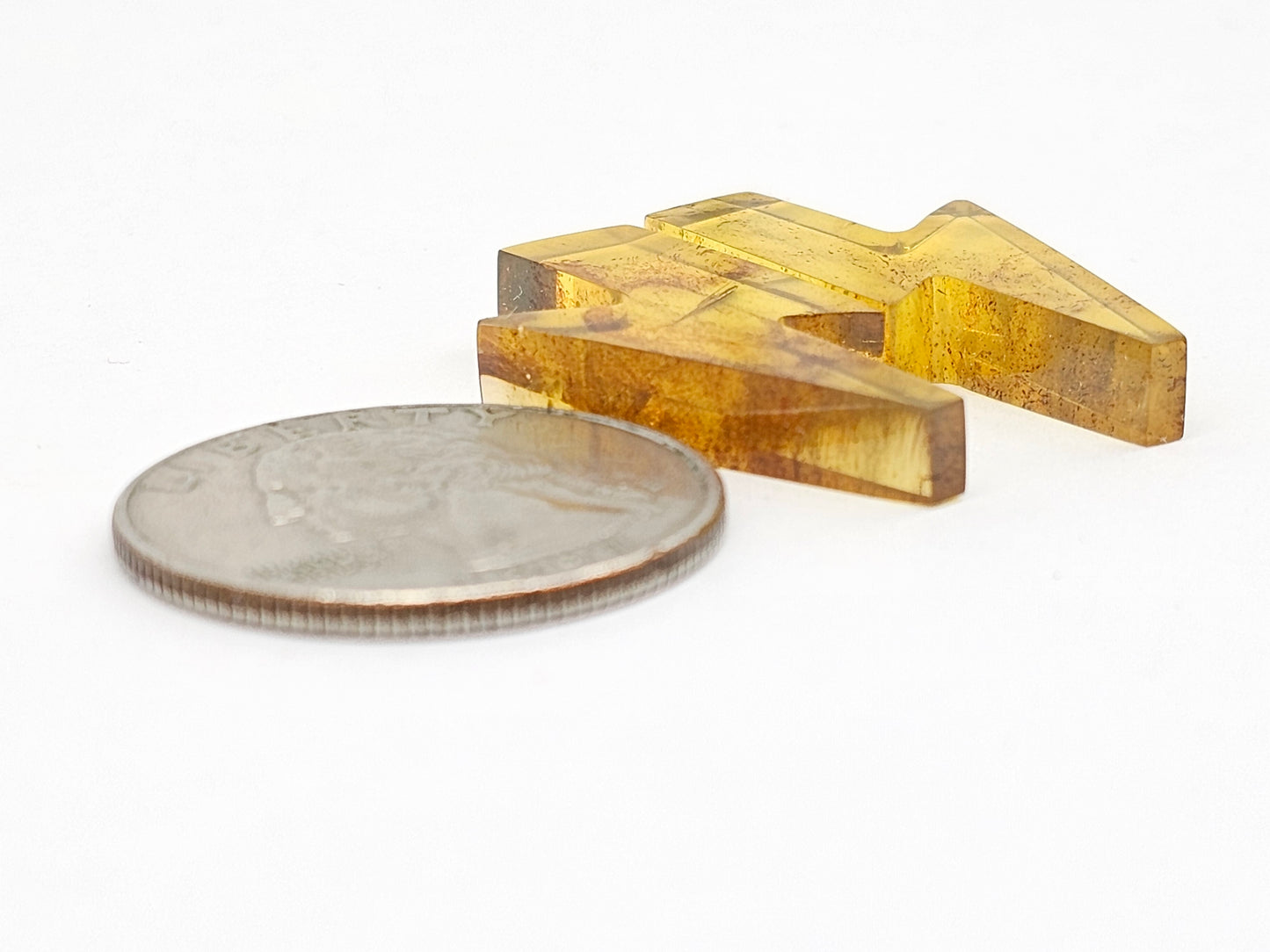 Amber Lightning Bolt Pair Cabochon