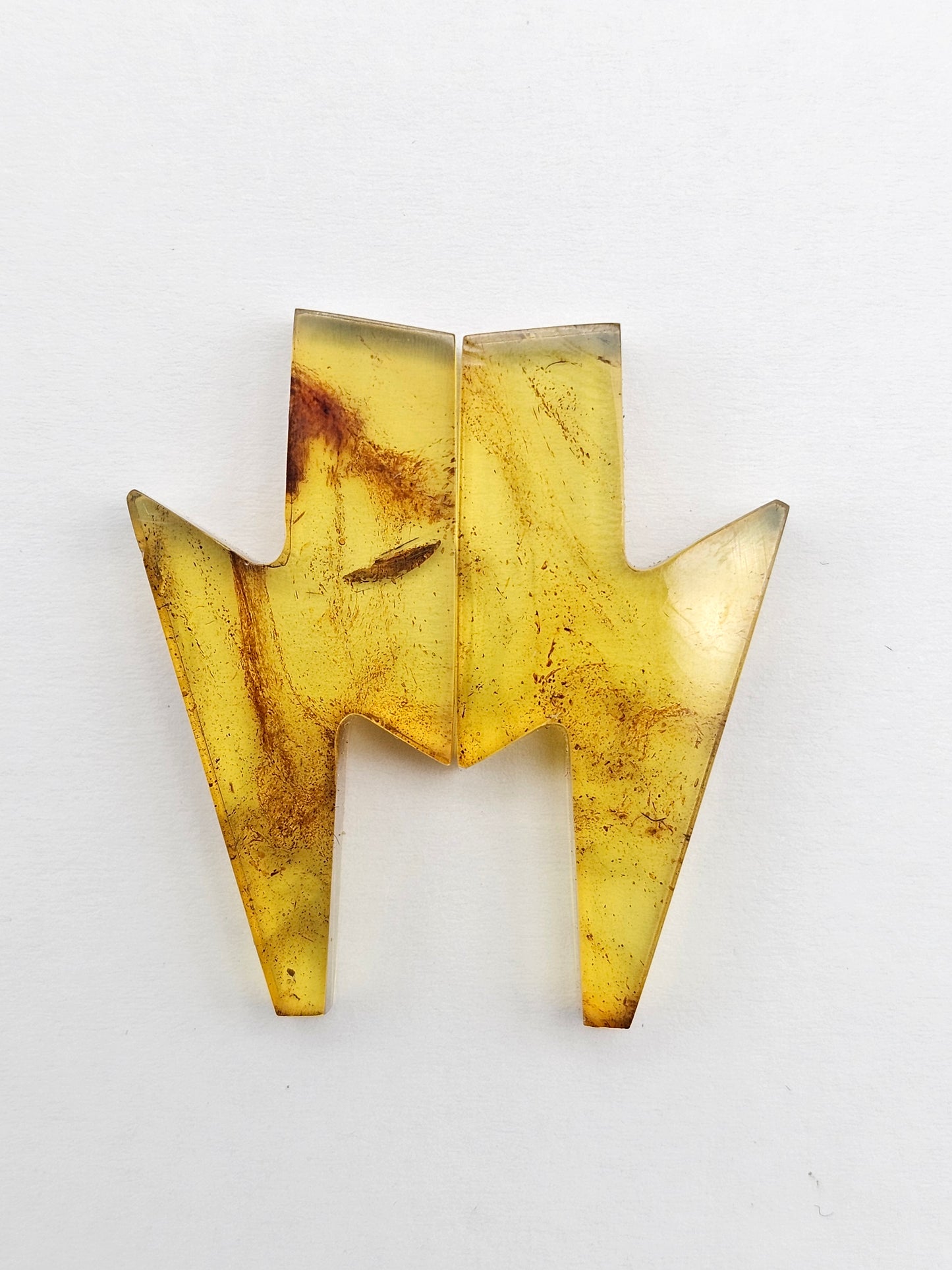 Amber Lightning Bolt Pair Cabochon