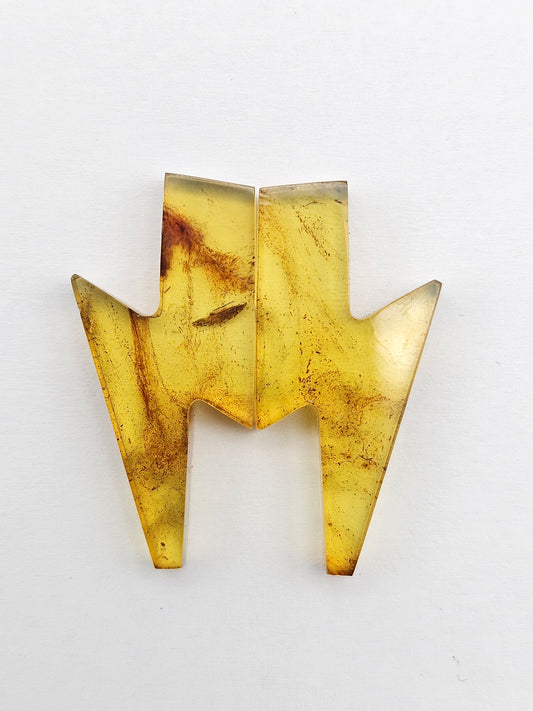 Amber Lightning Bolt Pair Cabochon