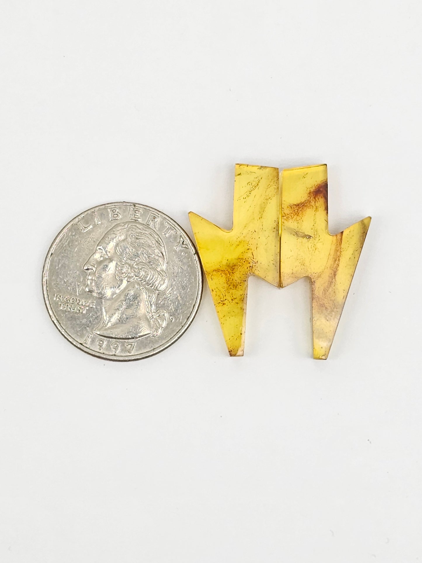 Amber Lightning Bolt Pair Cabochon