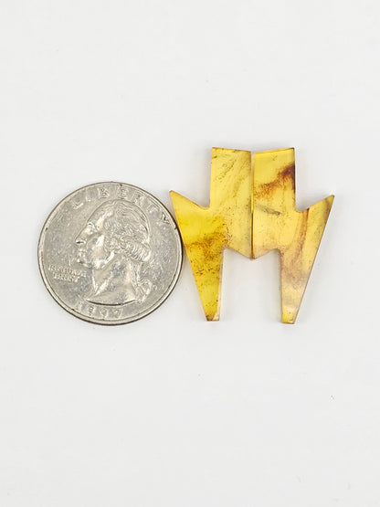 Amber Lightning Bolt Pair Cabochon