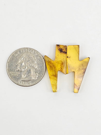 Amber Lightning Bolt Pair Cabochon