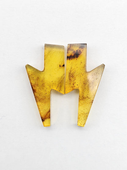 Amber Lightning Bolt Pair Cabochon