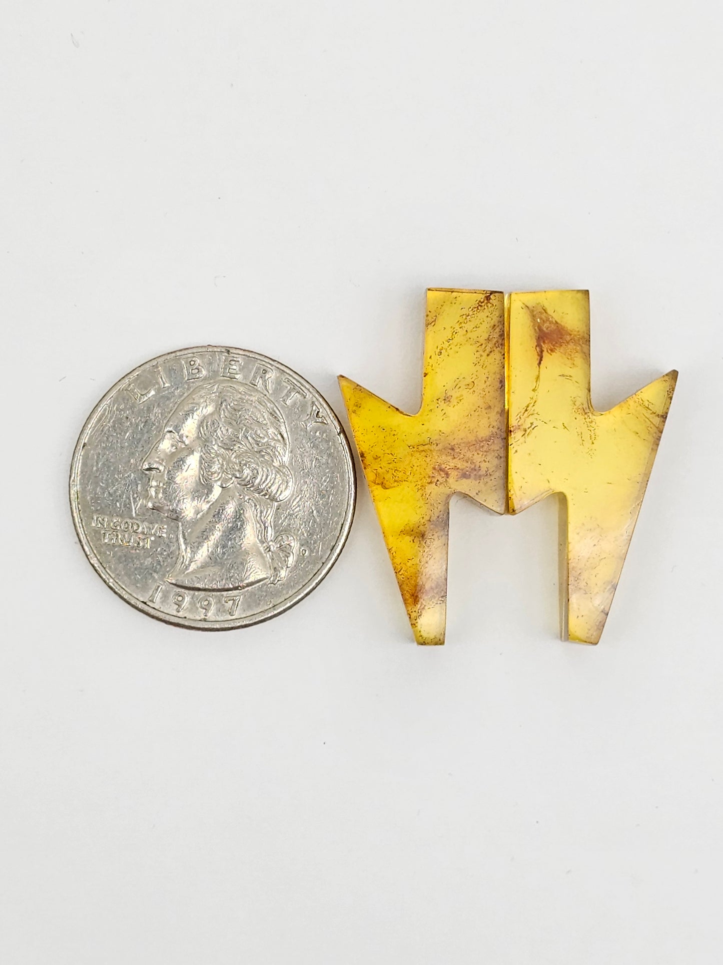 Amber Lightning Bolt Pair Cabochon