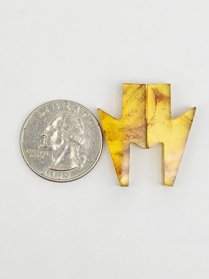 Amber Lightning Bolt Pair Cabochon