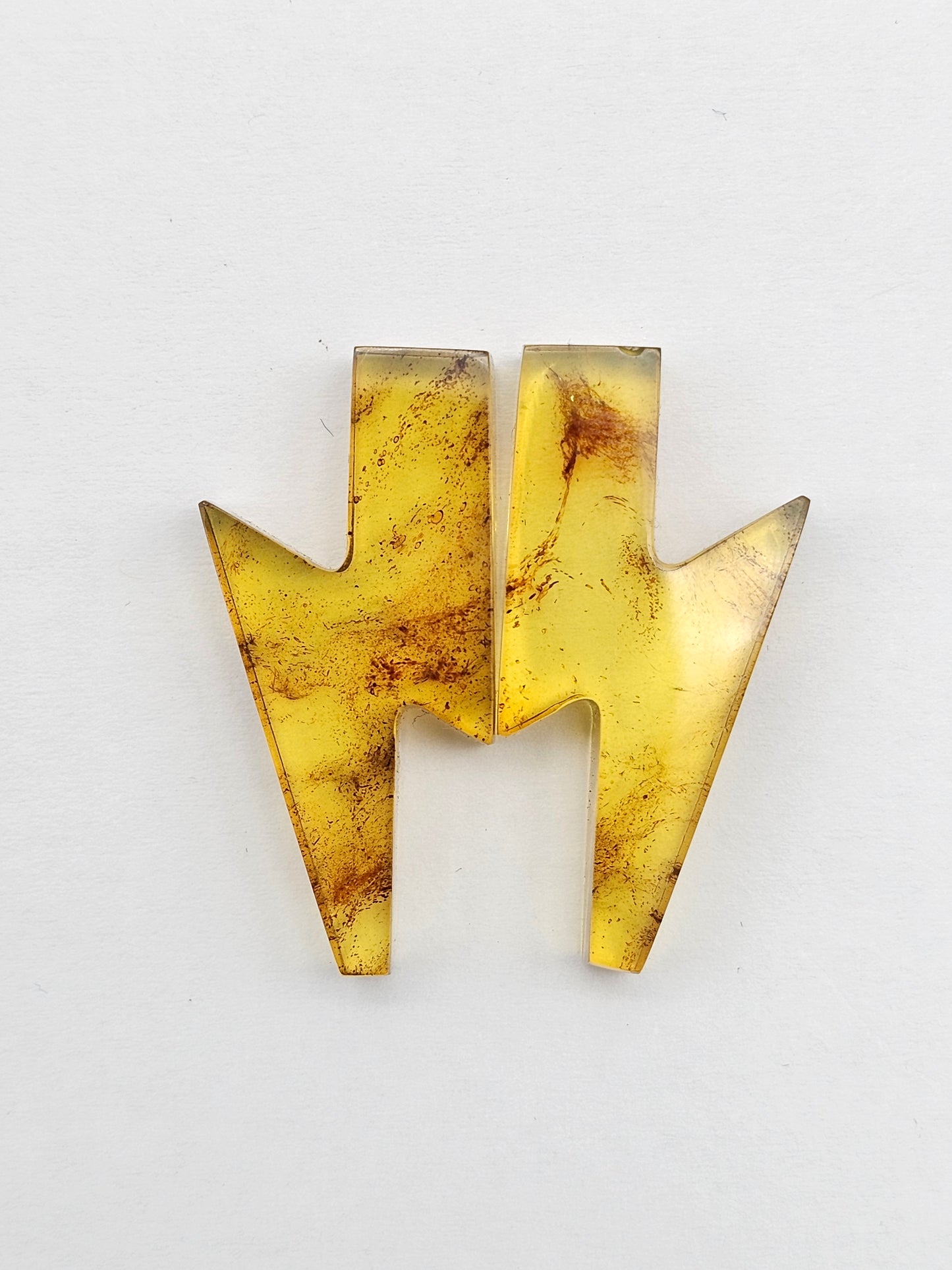Amber Lightning Bolt Pair Cabochon