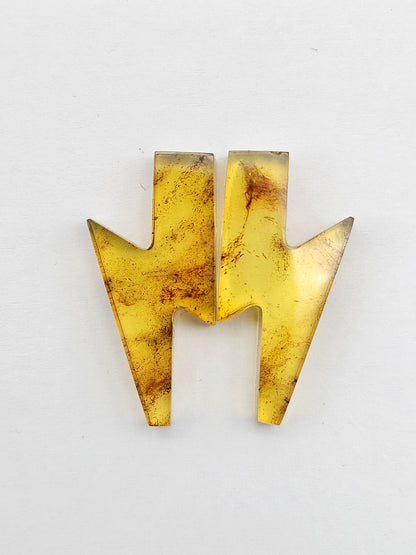 Amber Lightning Bolt Pair Cabochon