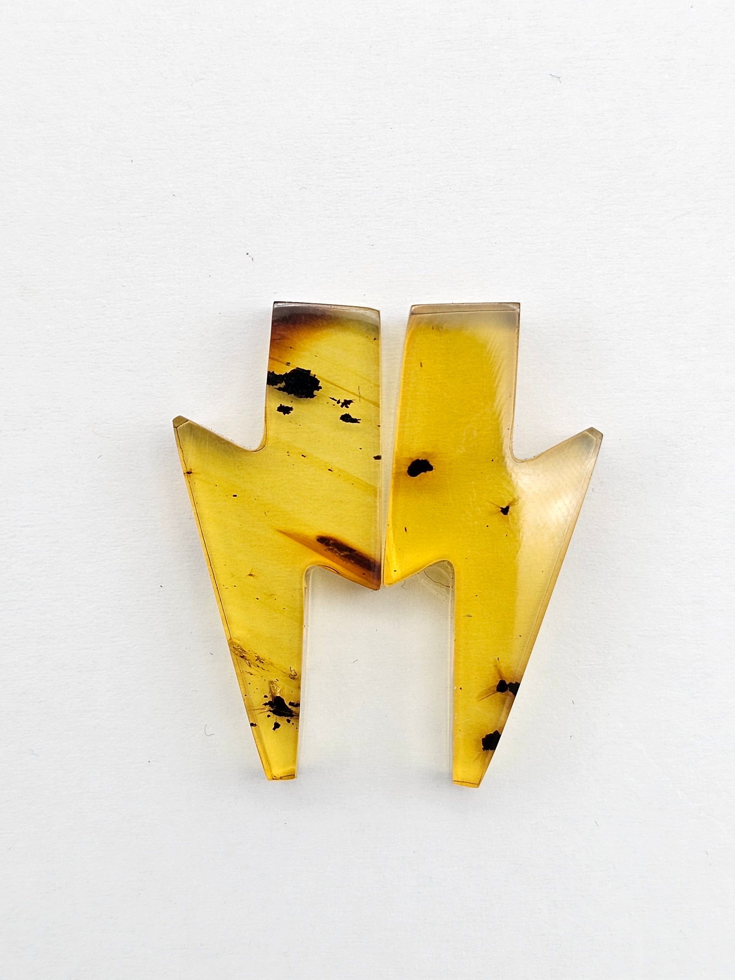 Amber Lightning Bolt Pair Cabochon