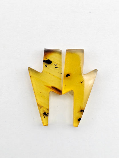 Amber Lightning Bolt Pair Cabochon