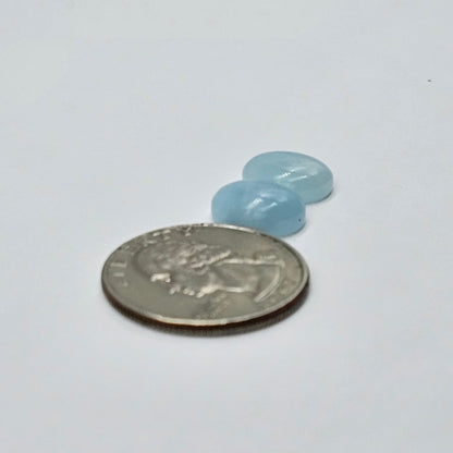 Aquamarine Silica Cabochon pair