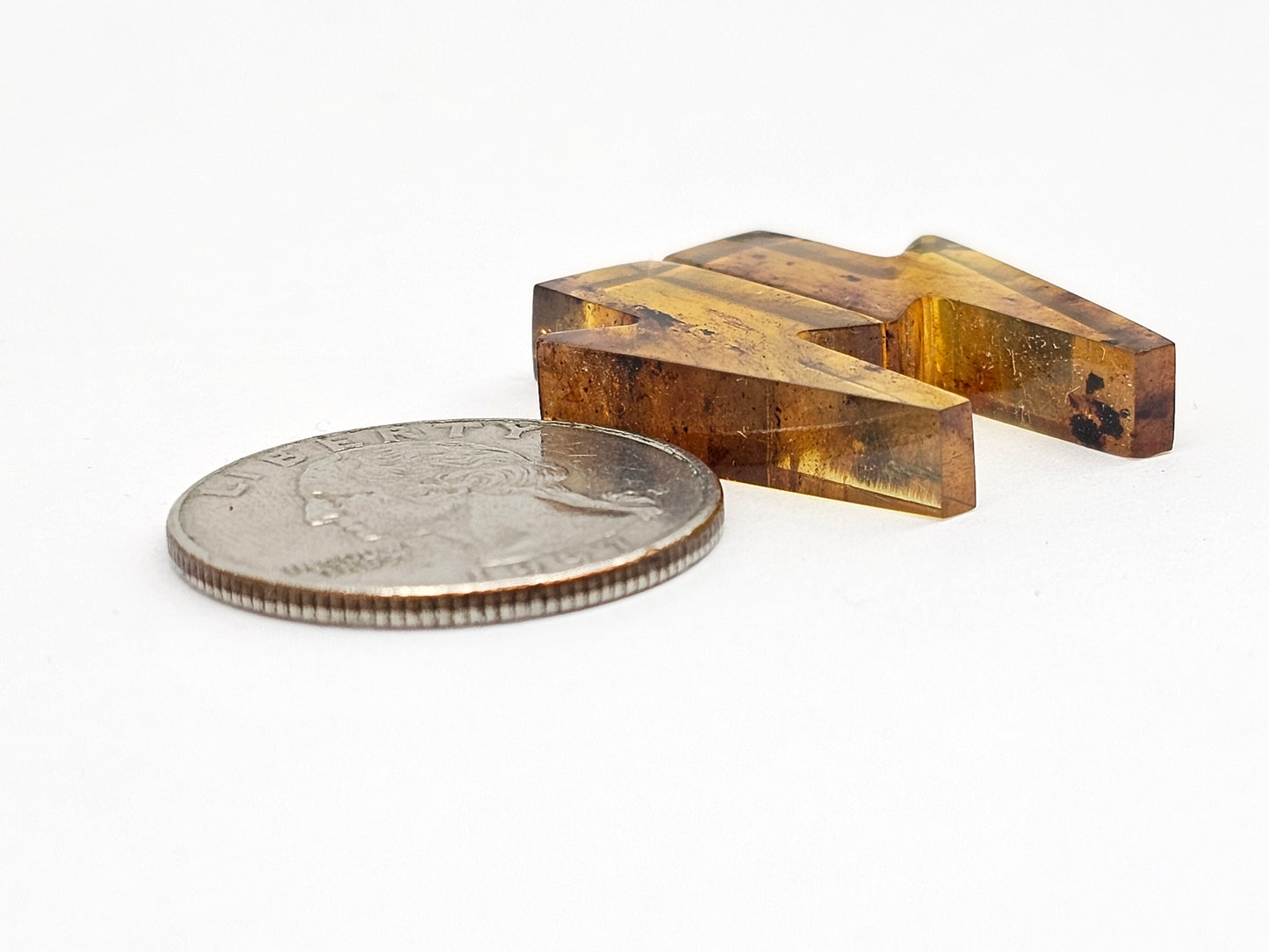 Amber Lightning Bolt Pair Cabochon