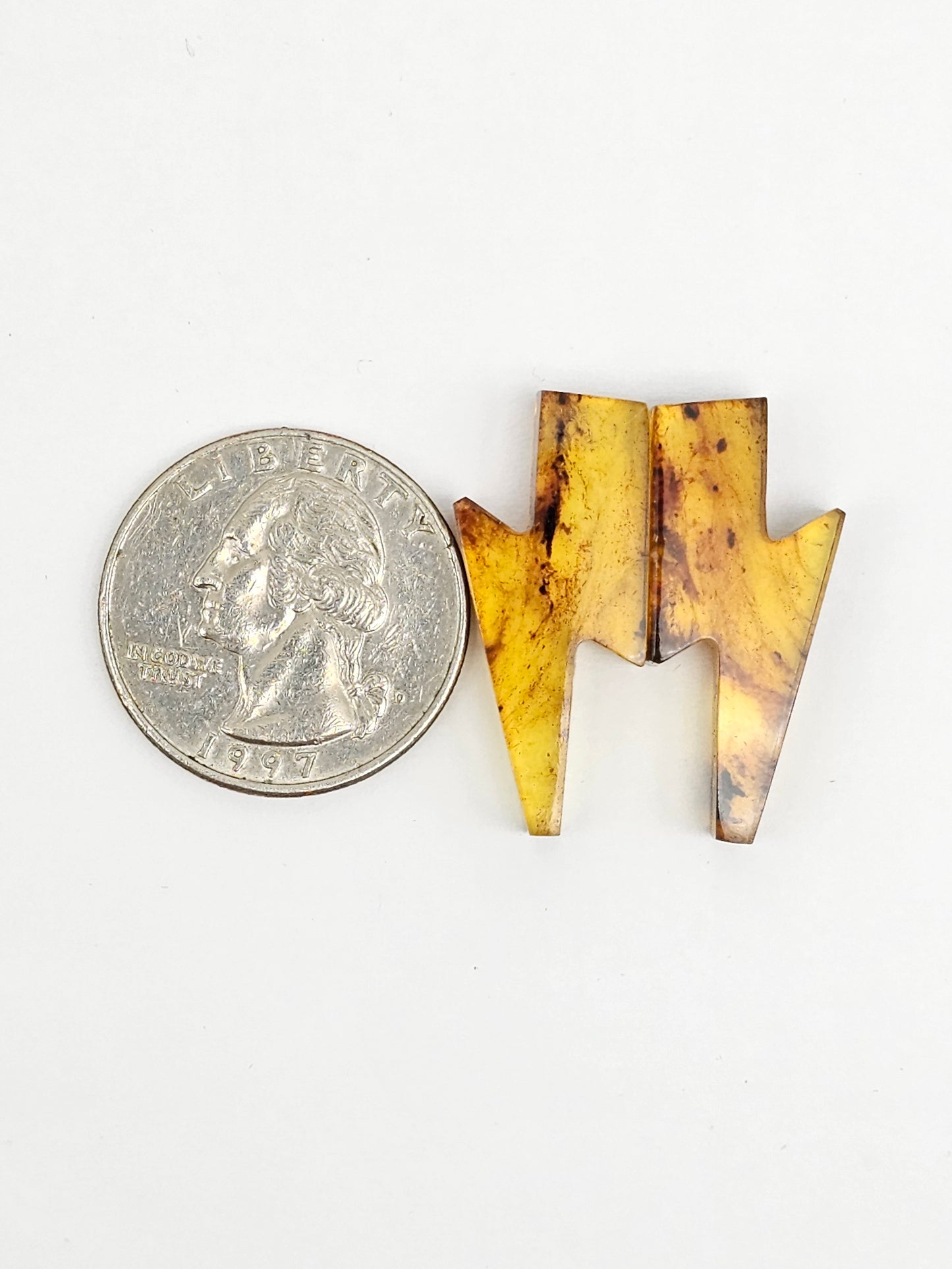 Amber Lightning Bolt Pair Cabochon