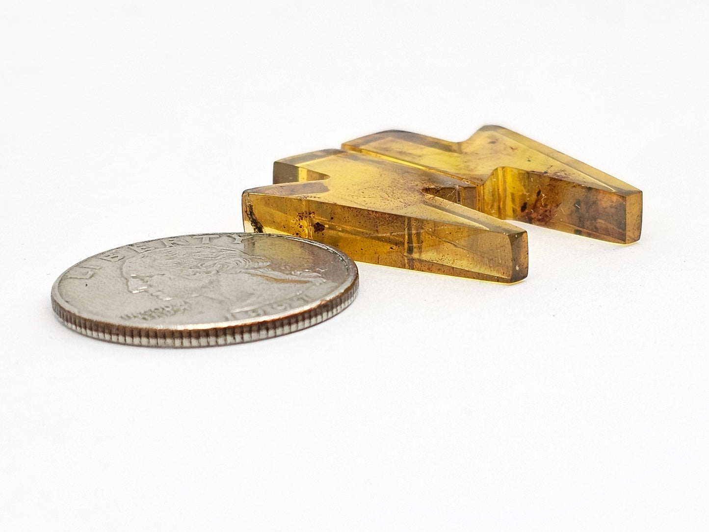 Amber Lightning Bolt Pair Cabochon