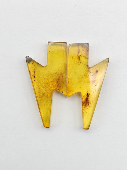 Amber Lightning Bolt Pair Cabochon