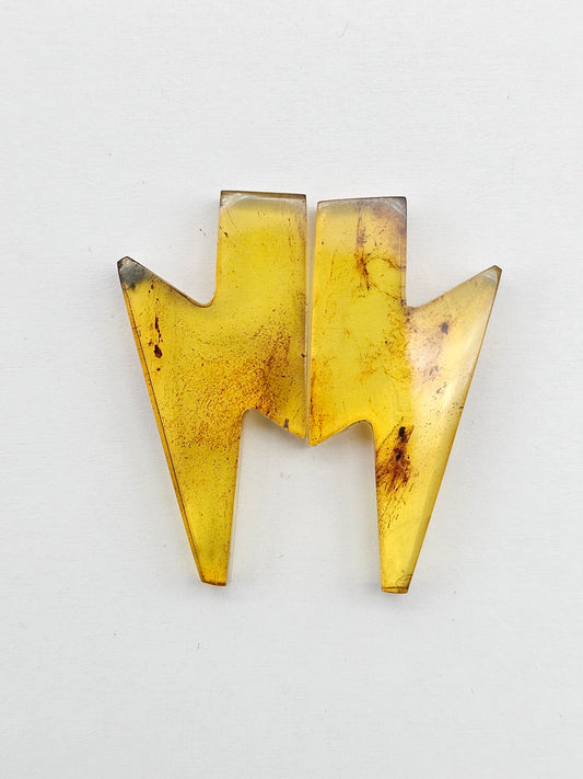Amber Lightning Bolt Pair Cabochon