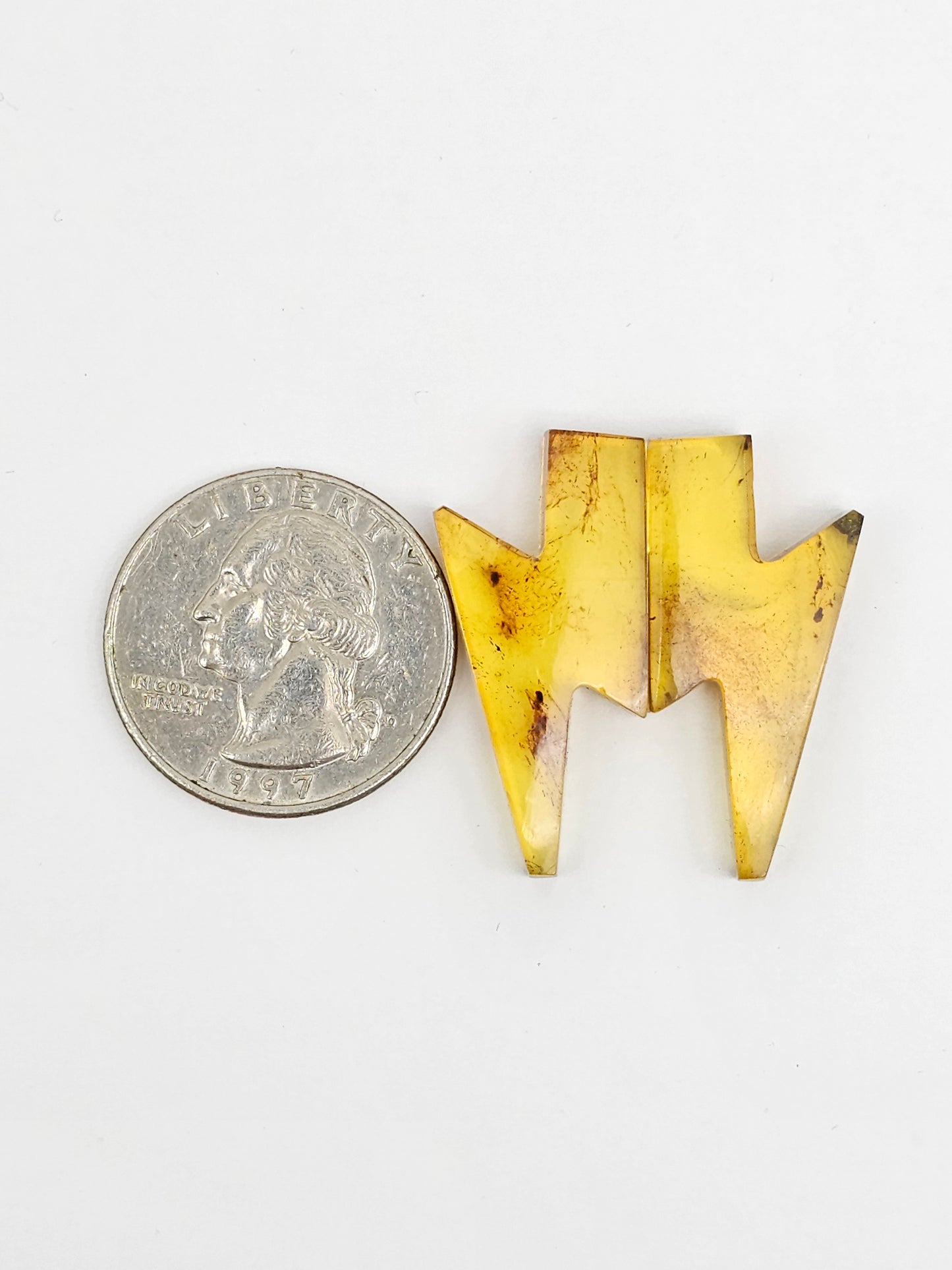 Amber Lightning Bolt Pair Cabochon
