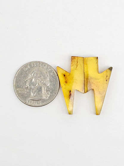 Amber Lightning Bolt Pair Cabochon
