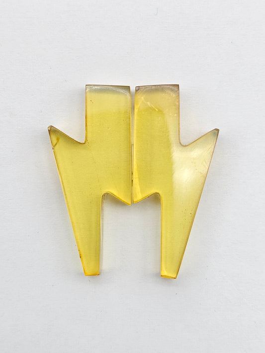 Amber Lightning Bolt Pair Cabochon