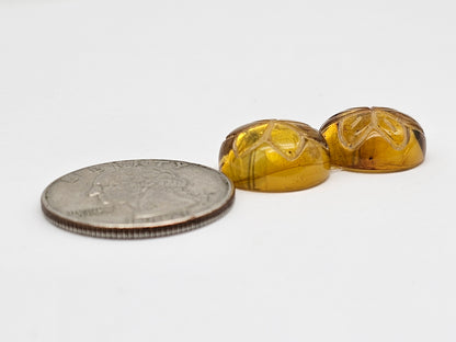 Amber Carved Flower Cabochon