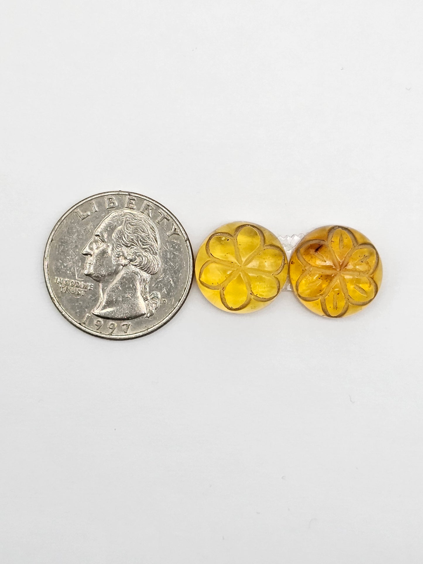 Amber Carved Flower Cabochon