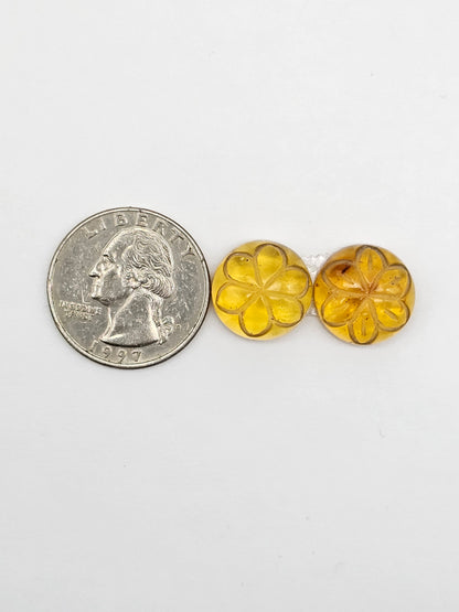 Amber Carved Flower Cabochon