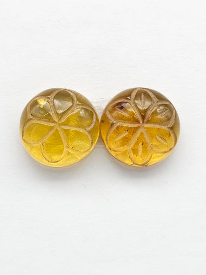Amber Carved Flower Cabochon