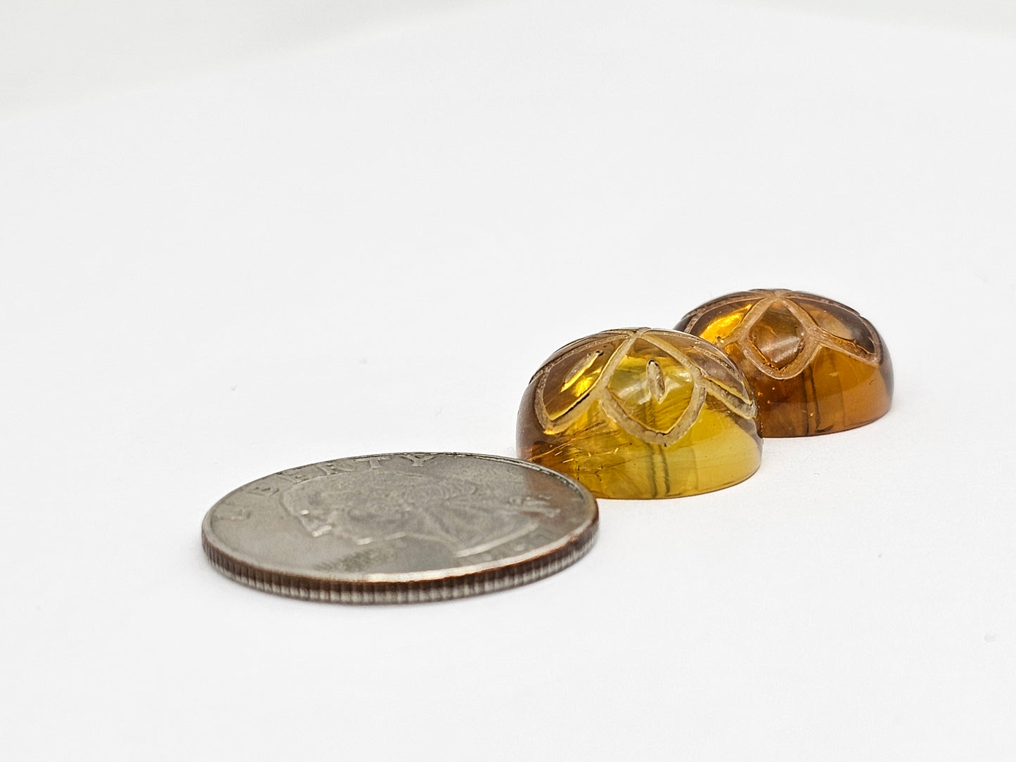 Amber Carved Flower Cabochon