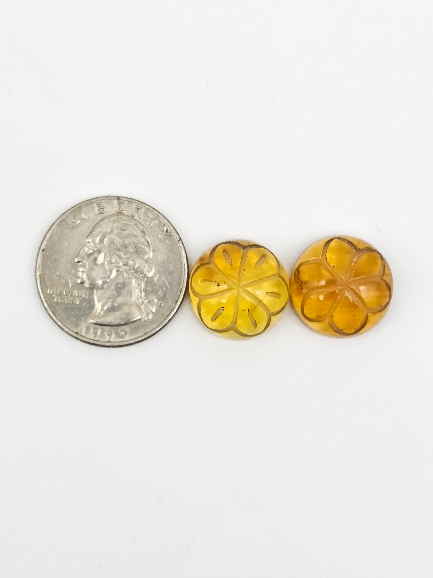 Amber Carved Flower Cabochon