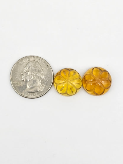 Amber Carved Flower Cabochon