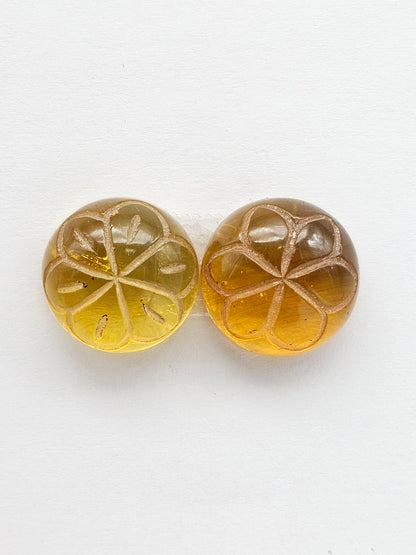 Amber Carved Flower Cabochon